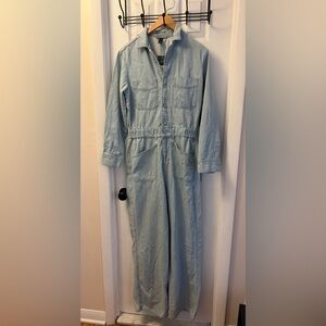 Light Blue Denim Utility Jumpsuit